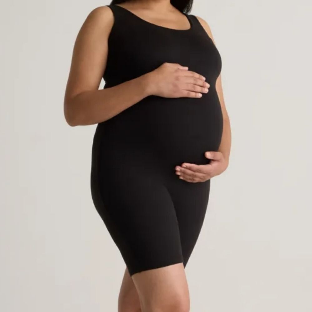 PrettyLittleThing Maternity Black Unitard Romper Bodycon Athleisure Playsuit M